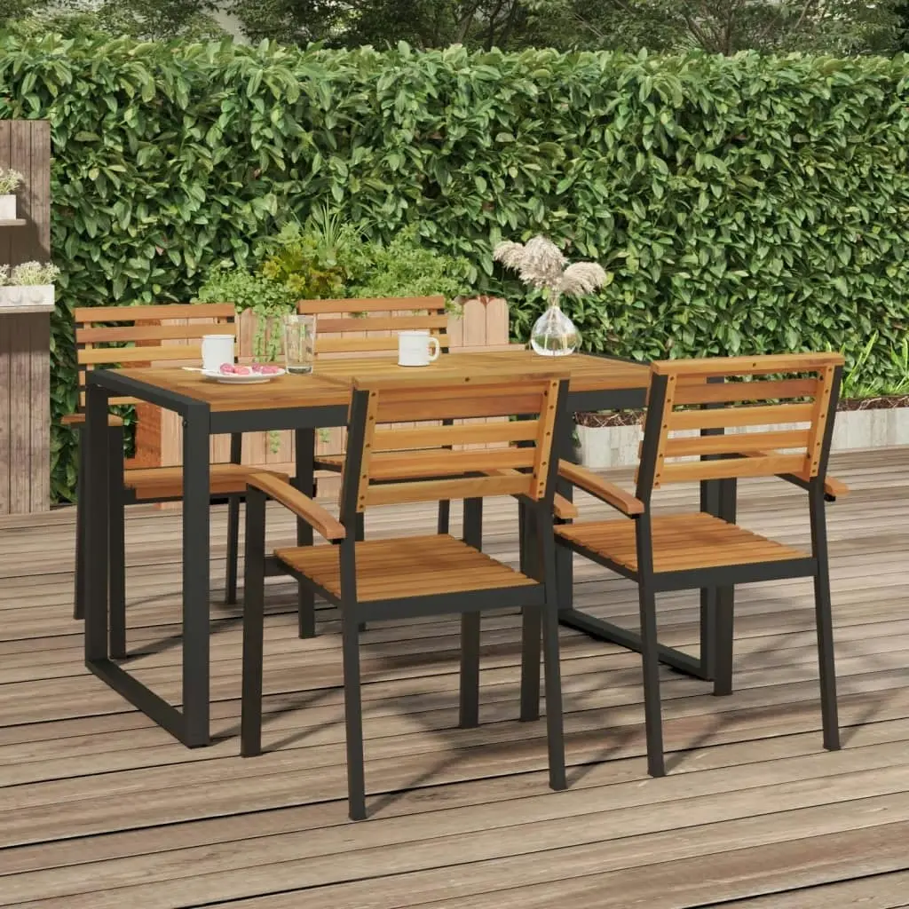 Garden Table with U-shaped Legs 140x80x75 cm Solid Wood Acacia 319515