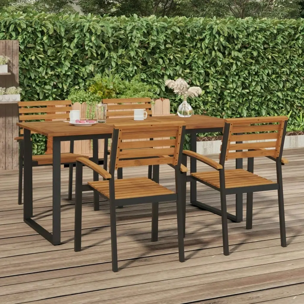 Garden Table with U-shaped Legs 160x80x75 cm Solid Wood Acacia 319512