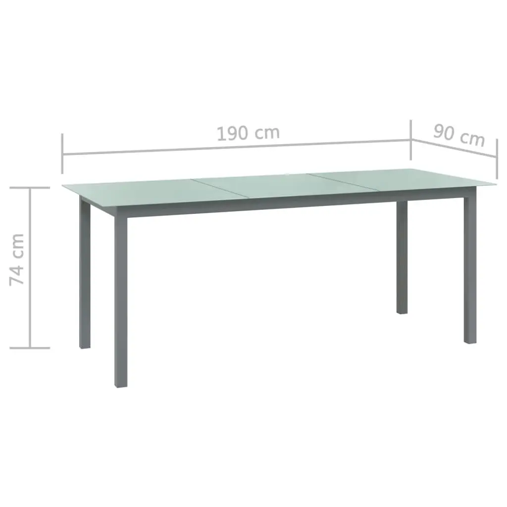 Garden Table Light Grey 190x90x74 cm Aluminium and Glass 312205