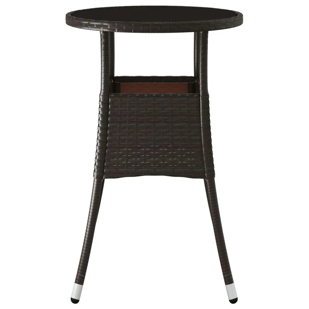 Garden Table ?0x75 cm Tempered Glass and Poly Rattan Brown 310599