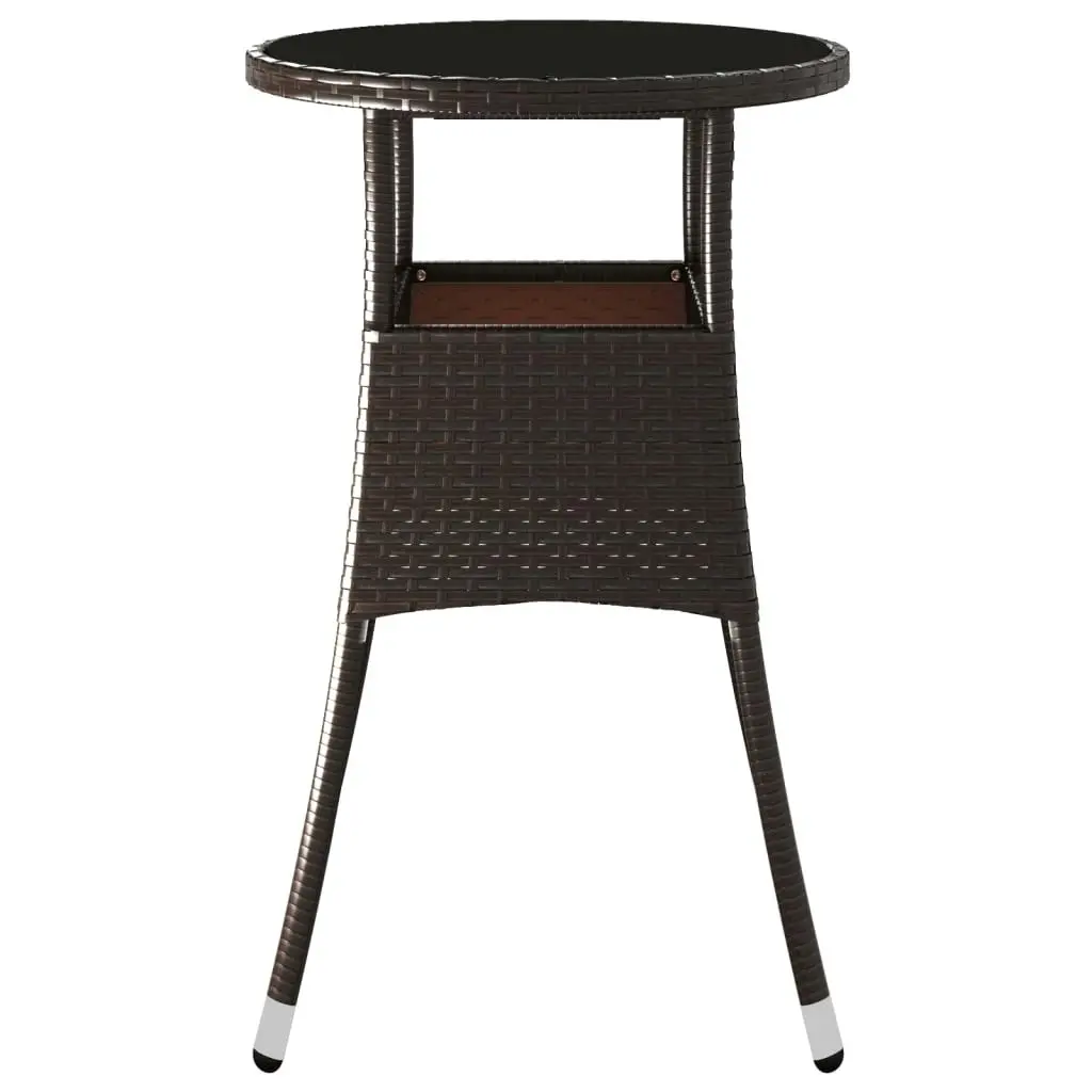 Garden Table ?0x75 cm Tempered Glass and Poly Rattan Brown 310599