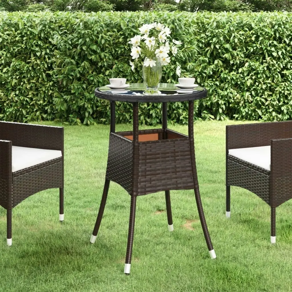 Garden Table ?0x75 cm Tempered Glass and Poly Rattan Brown 310599