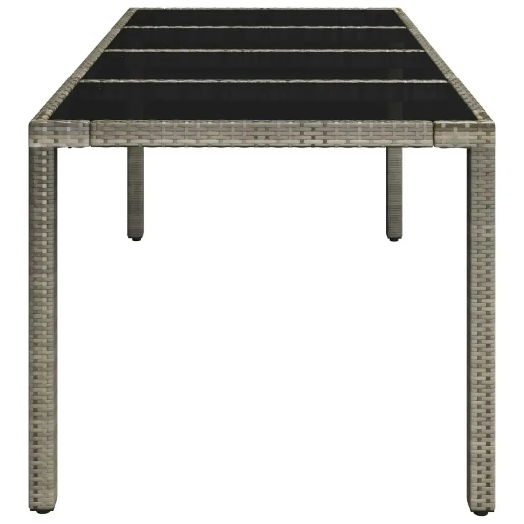 Garden Table with Glass Top Grey 190x90x75 cm Poly Rattan 319904