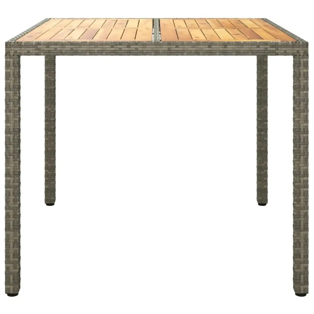 Garden Table 90x90x75 cm Poly Rattan and Acacia Wood Grey 316719