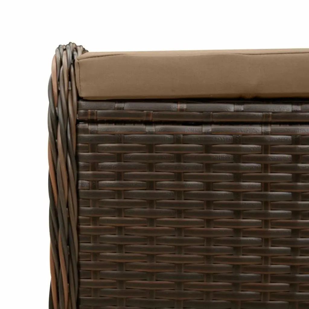 Garden Stool with Cushion Brown 58x46x46 cm Poly Rattan 365735