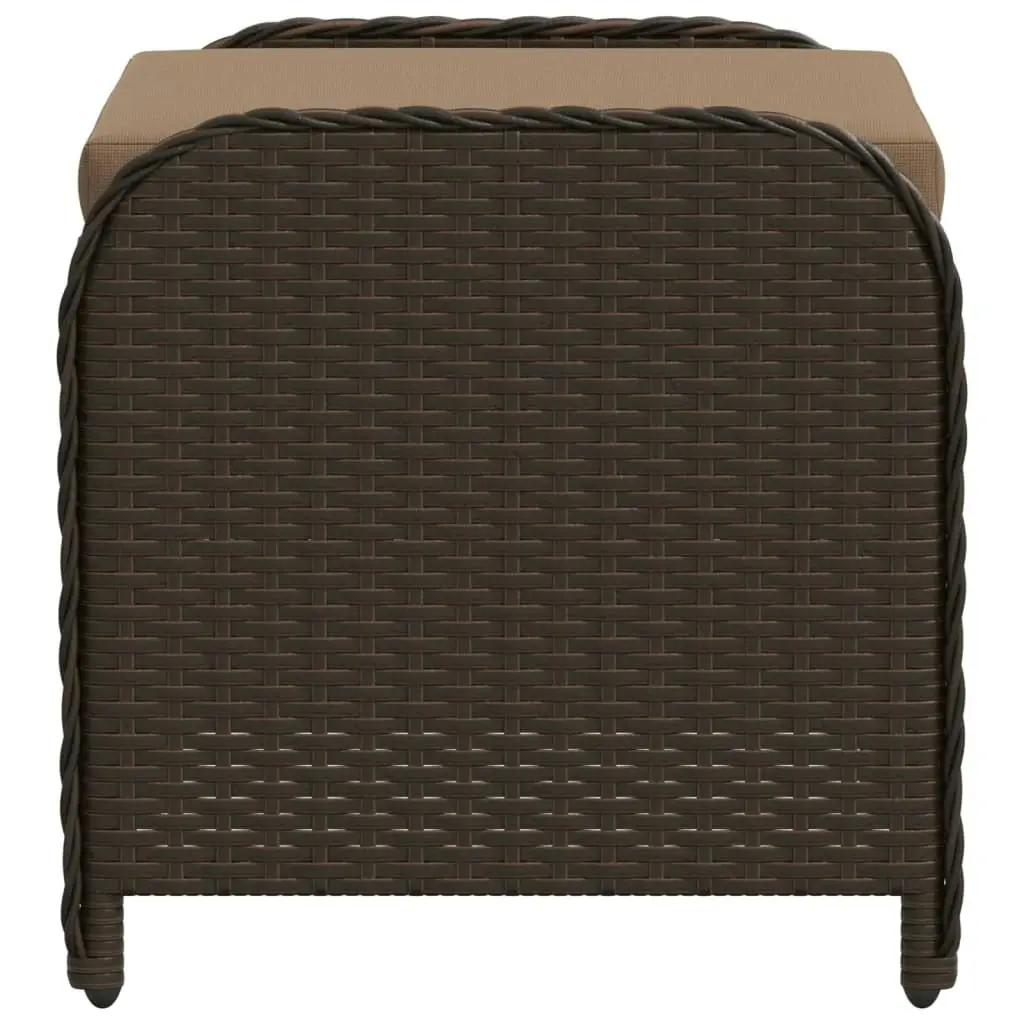 Garden Stool with Cushion Brown 58x46x46 cm Poly Rattan 365735