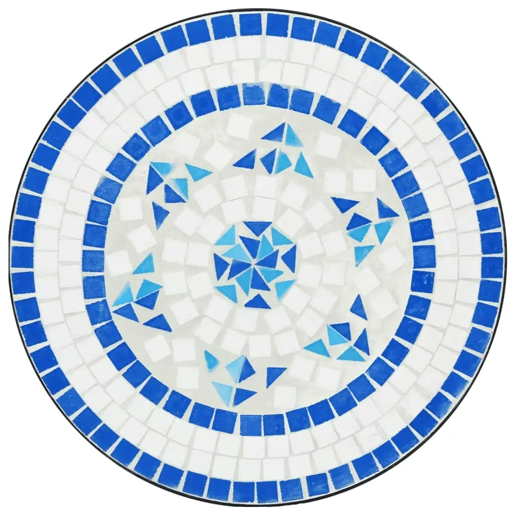 Mosaic Bistro Table Blue and White Ø50x70 cm Ceramic 4003399