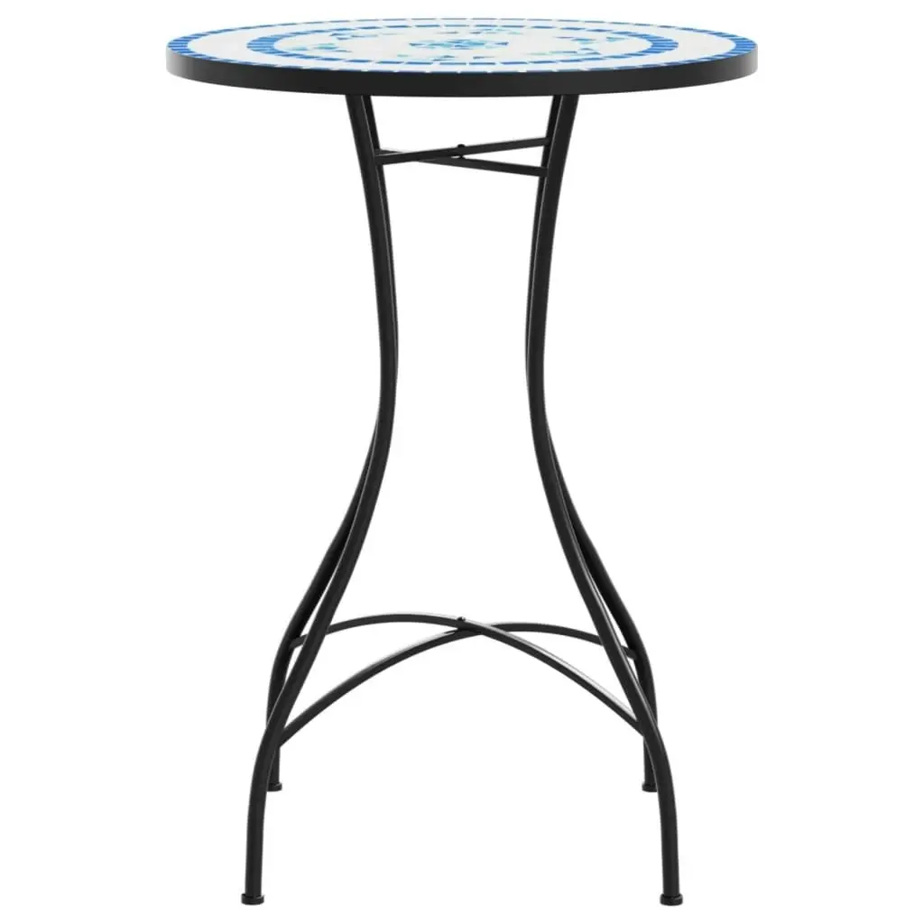 Mosaic Bistro Table Blue and White Ø50x70 cm Ceramic 4003399