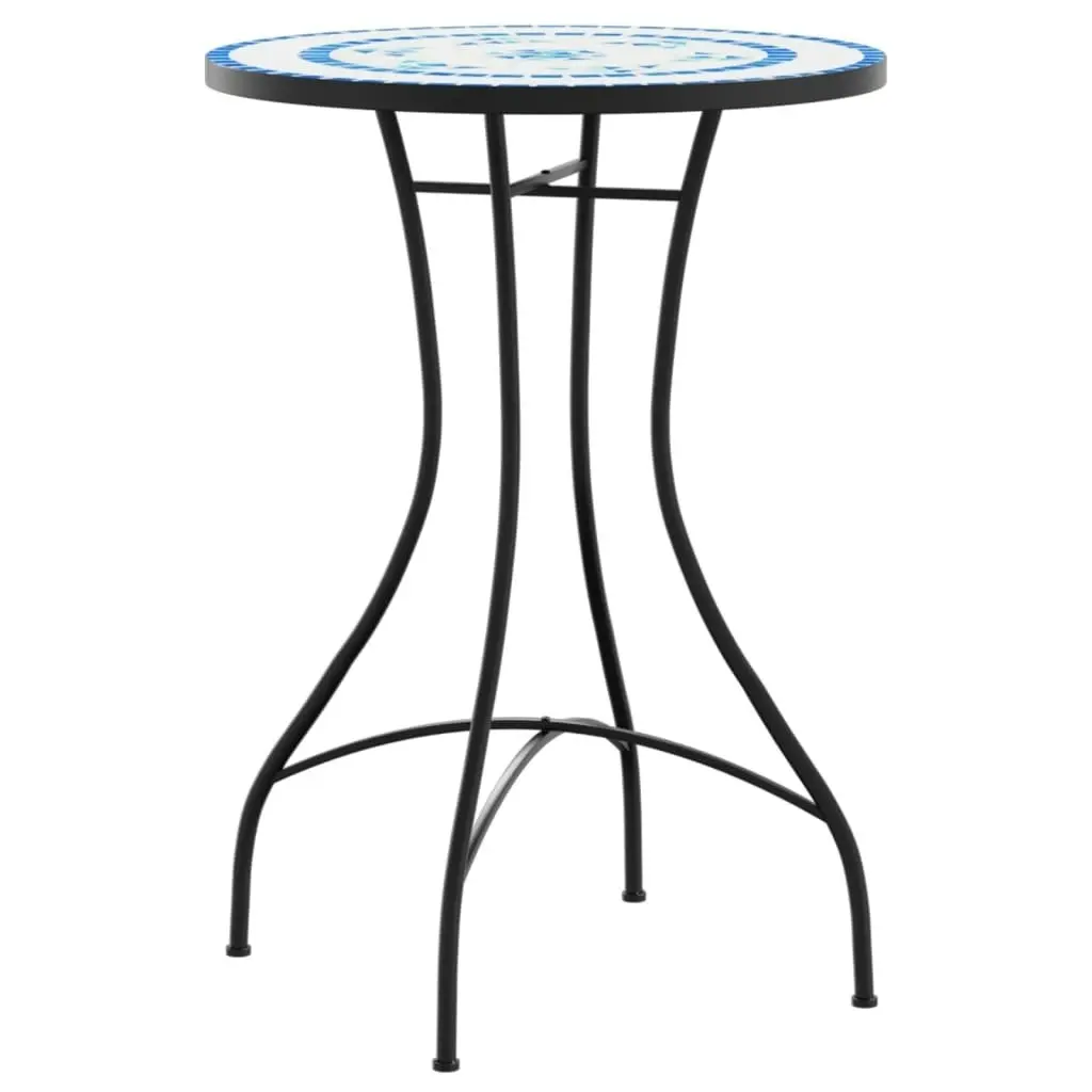 Mosaic Bistro Table Blue and White Ø50x70 cm Ceramic 4003399