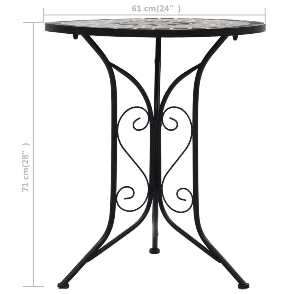 Mosaic Bistro Table Grey 61cm Ceramic 46715