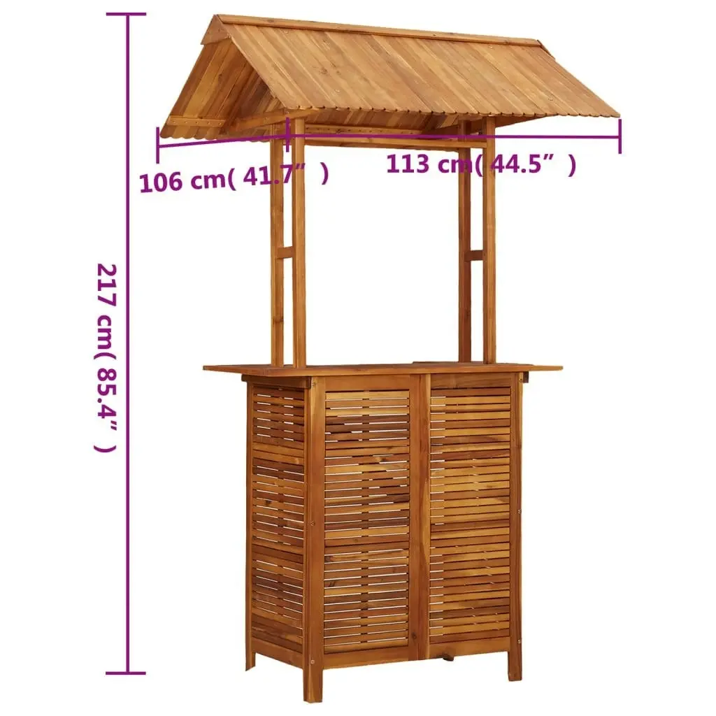 Outdoor Bar Table with Rooftop 113x106x217 cm Solid Acacia Wood 45909