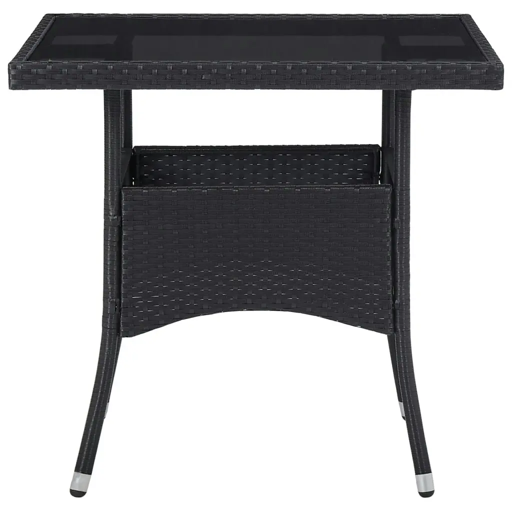 Outdoor Dining Table Black Poly Rattan and Glass 46177