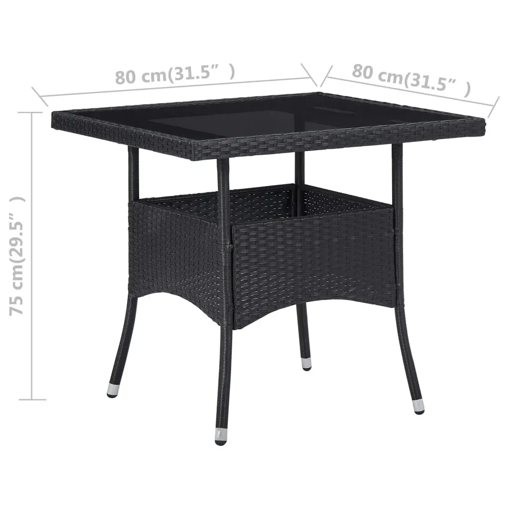 Outdoor Dining Table Black Poly Rattan and Glass 46177