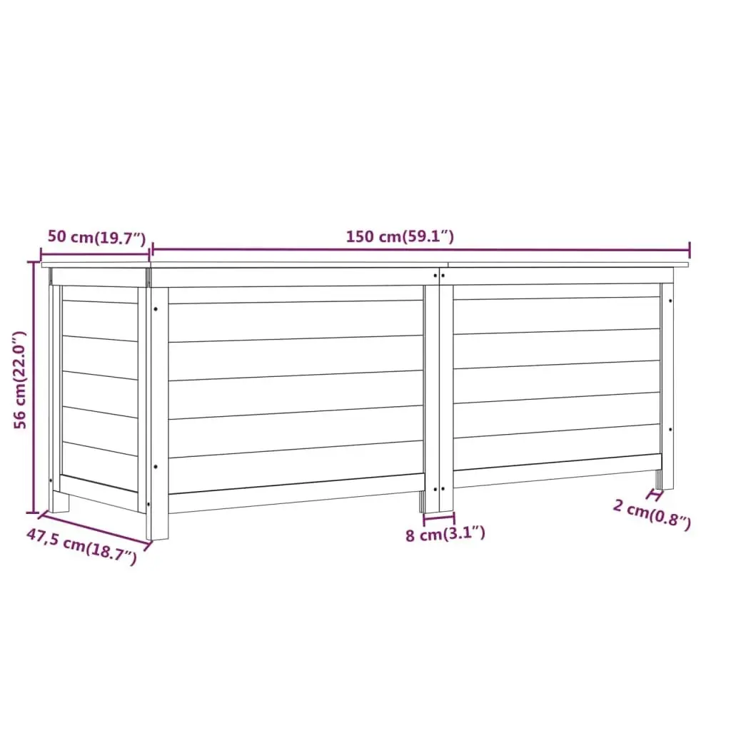 Outdoor Cushion Box White 150x50x56 cm Solid Wood Fir 152171