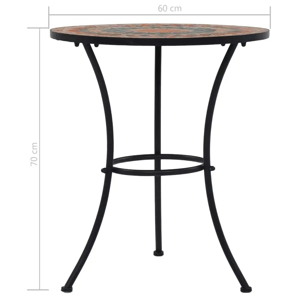 Mosaic Bistro Table Orange/Grey 60cm Ceramic 46717