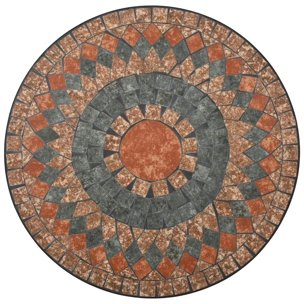 Mosaic Bistro Table Orange/Grey 60cm Ceramic 46717