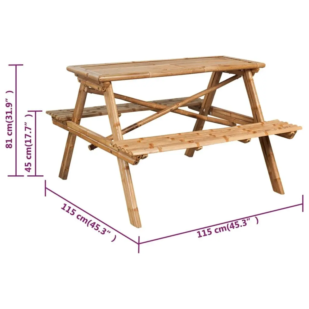 Picnic Table 115x115x81 cm Bamboo 341754