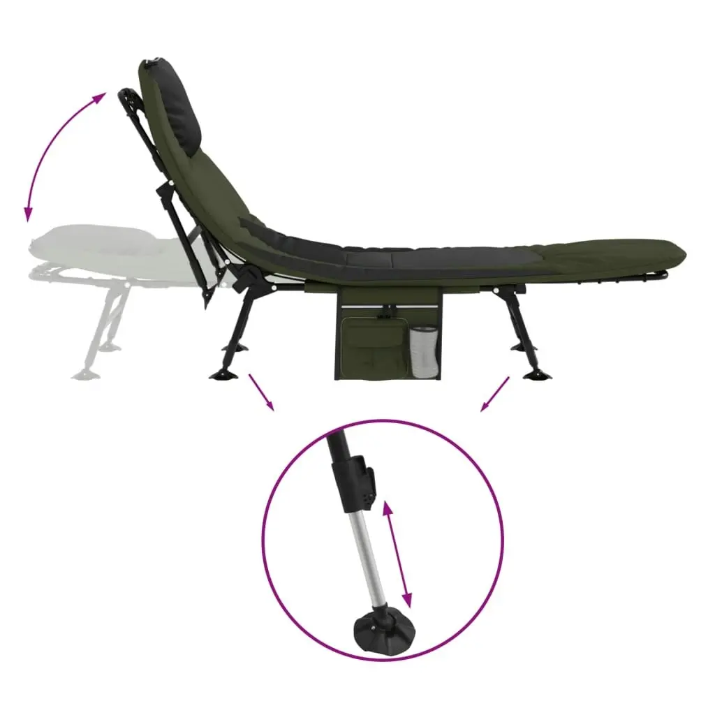 Fishing Bed with Adjustable Mud Legs Foldable Green 4006422