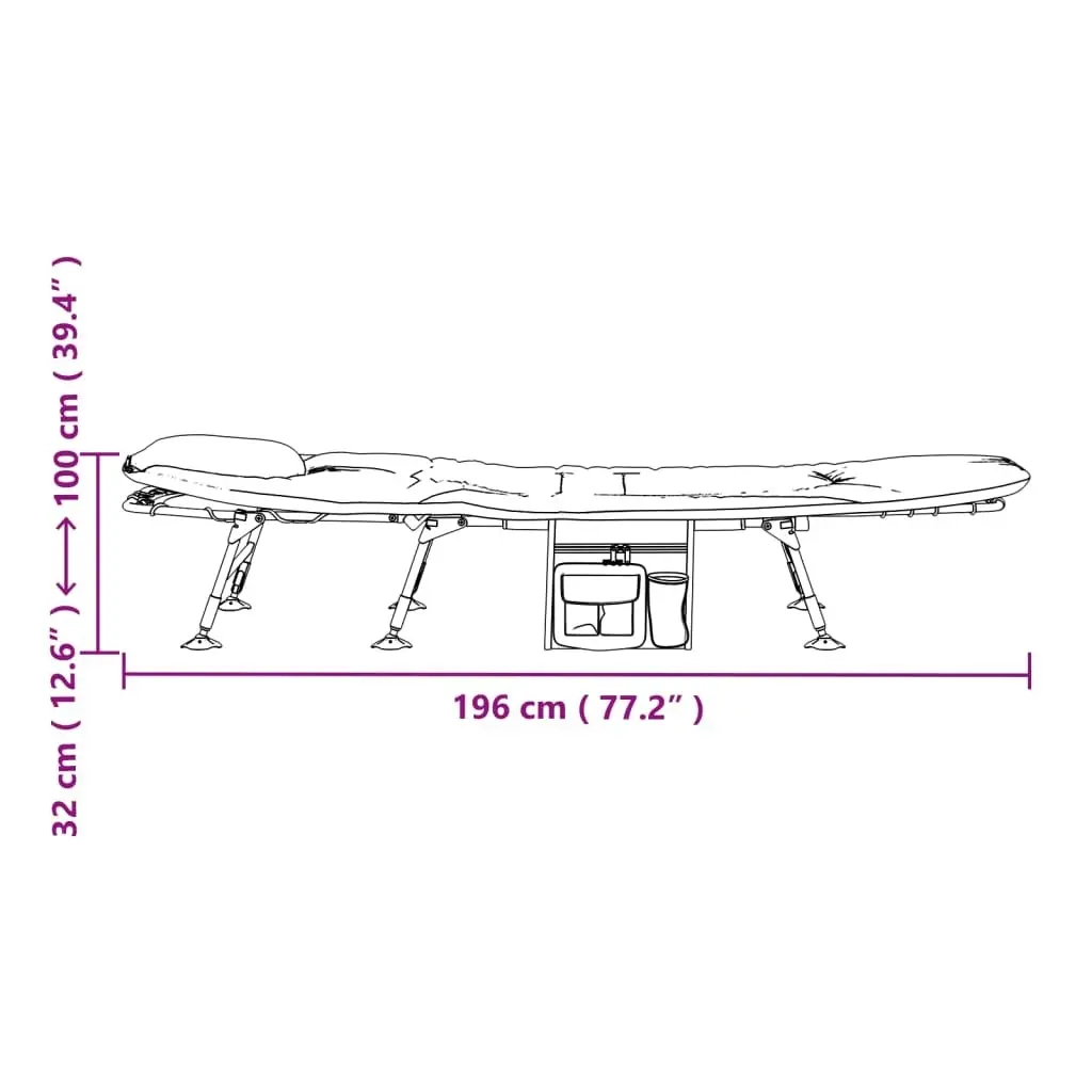 Fishing Bed with Adjustable Mud Legs Foldable Green 4006422