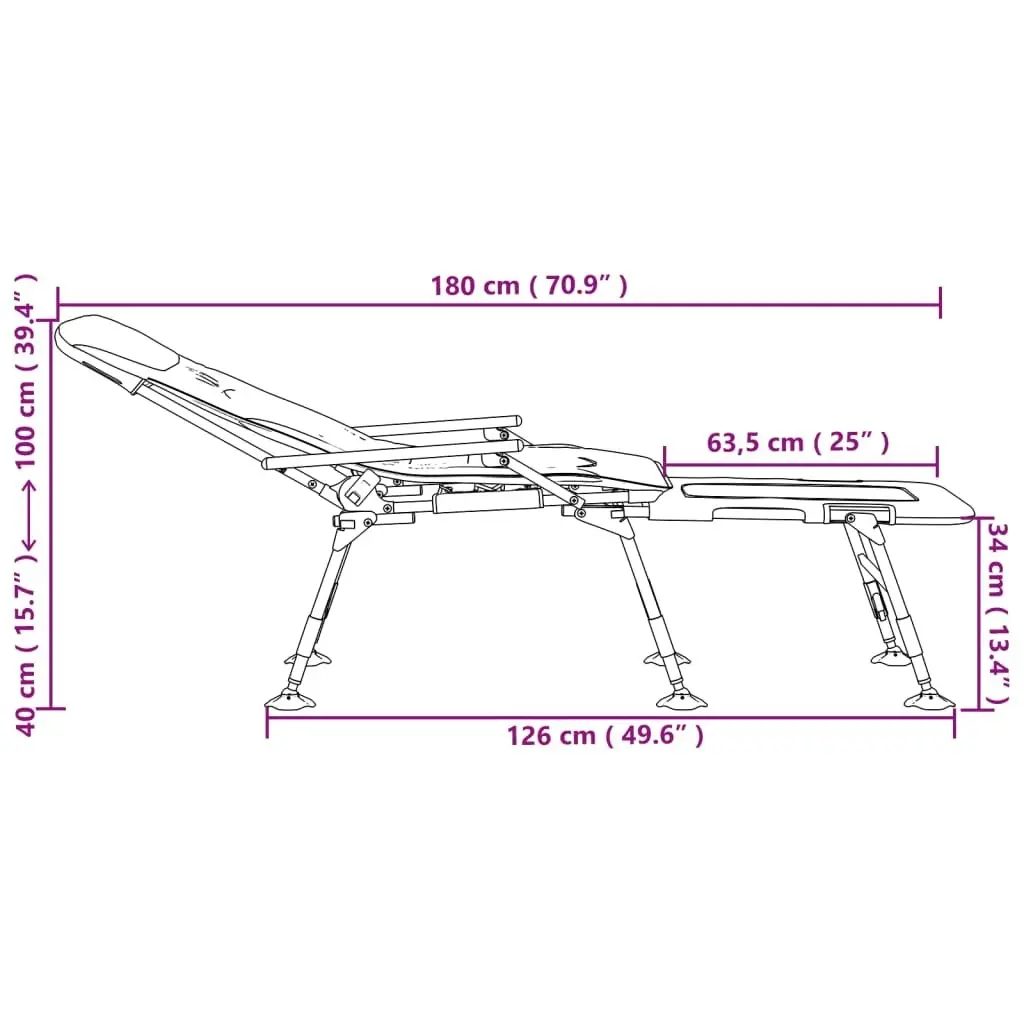 Fishing Bedchair with Adjustable Mud Legs Foldable Camouflage 4006421