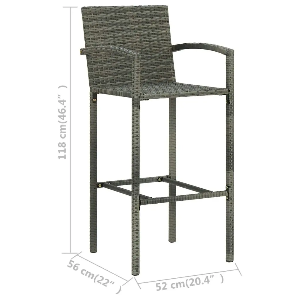 Bar Stools 2 pcs Grey Poly Rattan 313453