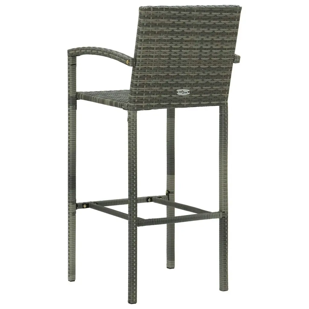 Bar Stools 2 pcs Grey Poly Rattan 313453