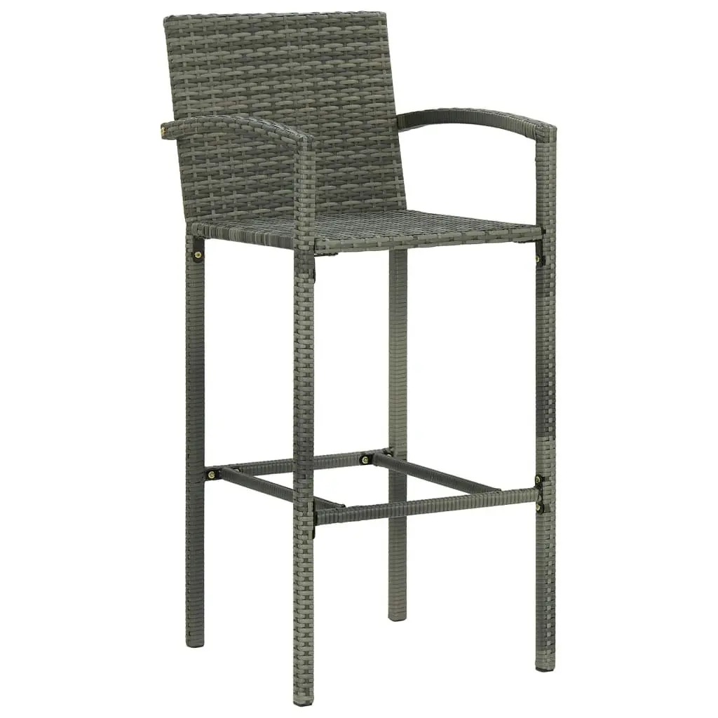 Bar Stools 2 pcs Grey Poly Rattan 313453