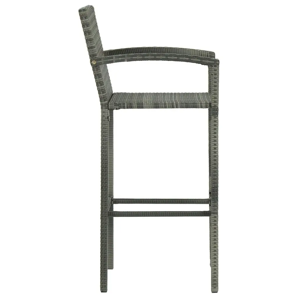 Bar Stools 2 pcs Grey Poly Rattan 313453