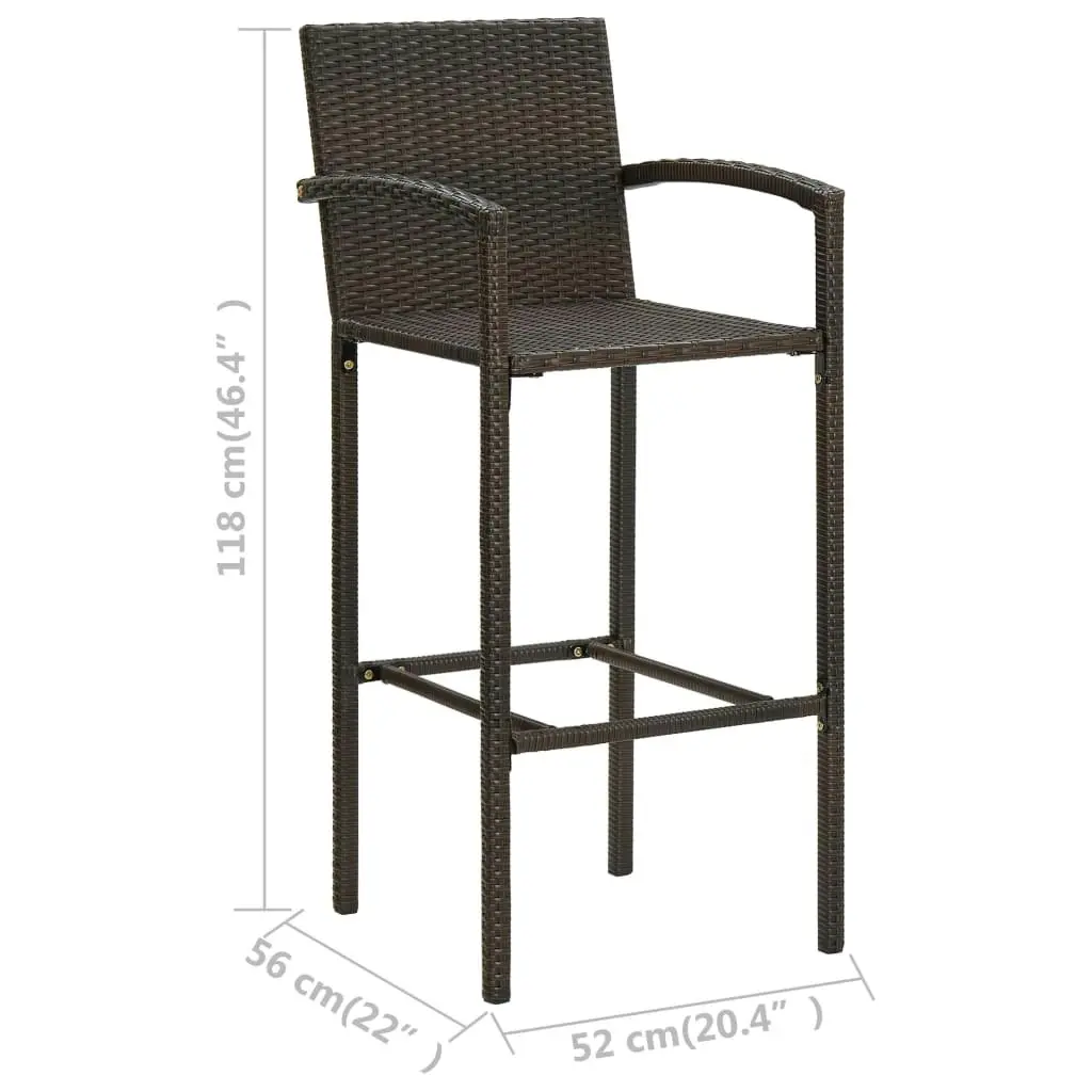 Bar Stools 2 pcs Brown Poly Rattan 313451