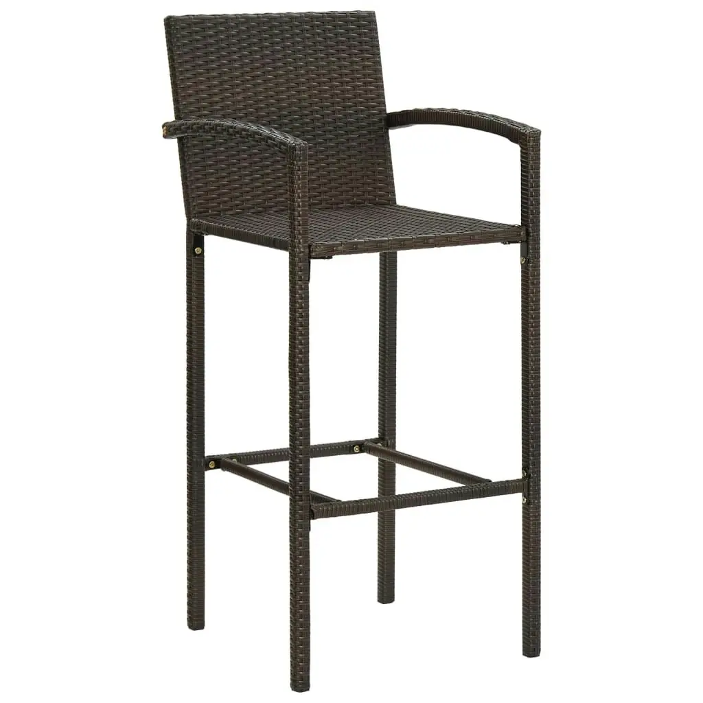 Bar Stools 2 pcs Brown Poly Rattan 313451