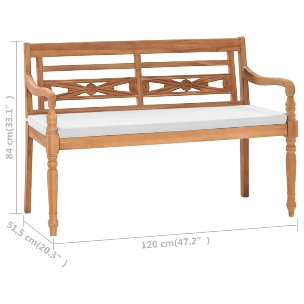 Batavia Bench with Cushions 120 cm Teak 43057