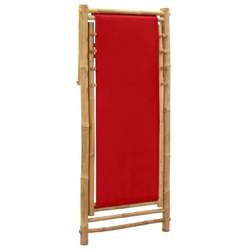 Deck Chair Bamboo and Canvas Red 318592