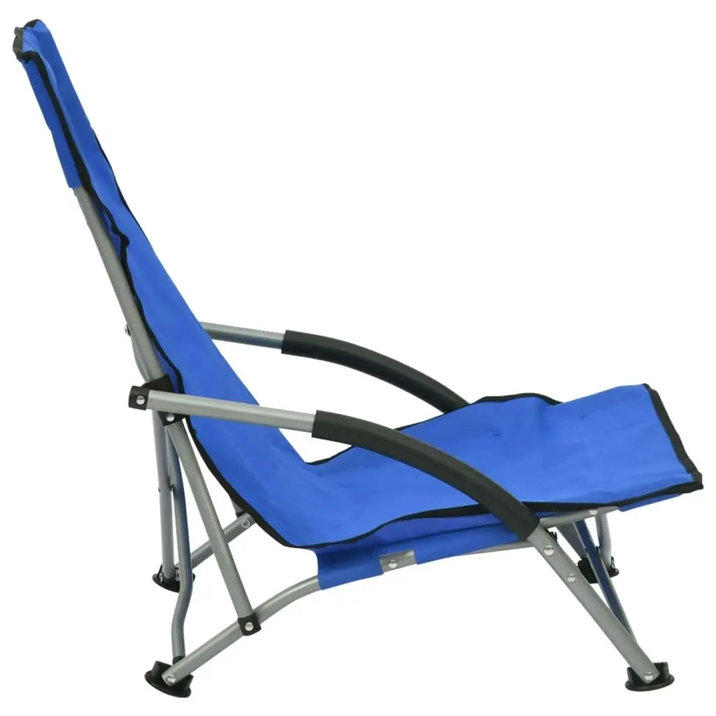 Folding Beach Chairs 2 pcs Blue Fabric 312488