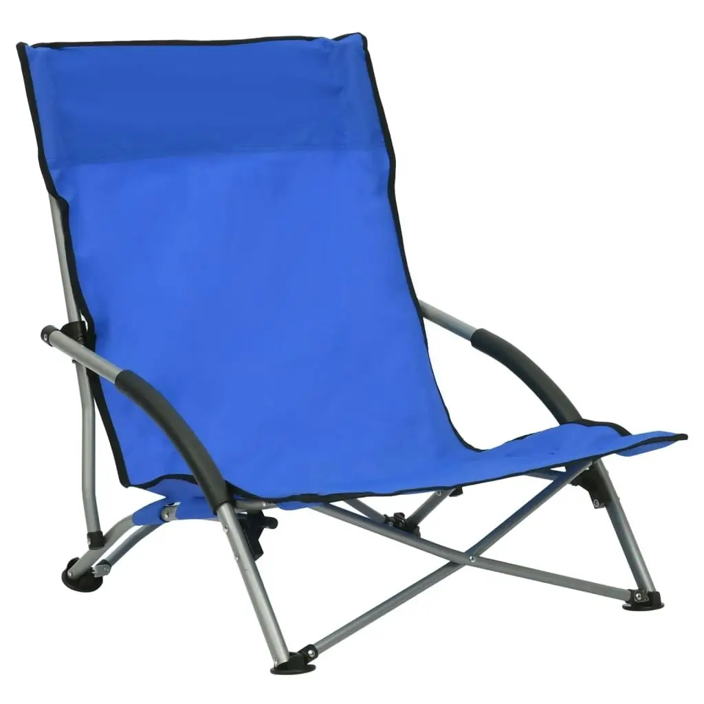 Folding Beach Chairs 2 pcs Blue Fabric 312488