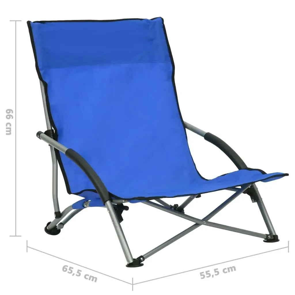 Folding Beach Chairs 2 pcs Blue Fabric 312488