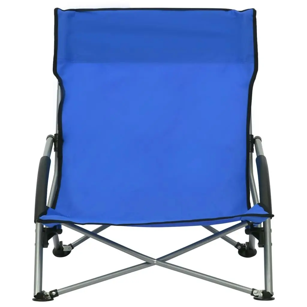 Folding Beach Chairs 2 pcs Blue Fabric 312488