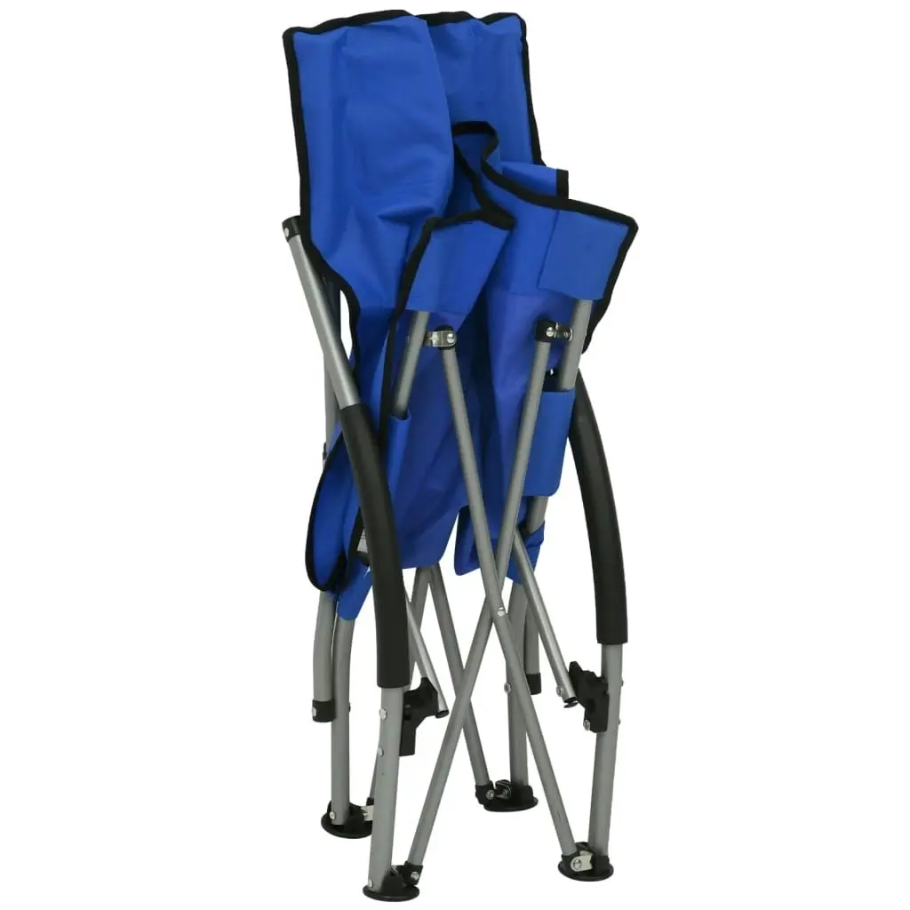 Folding Beach Chairs 2 pcs Blue Fabric 312488