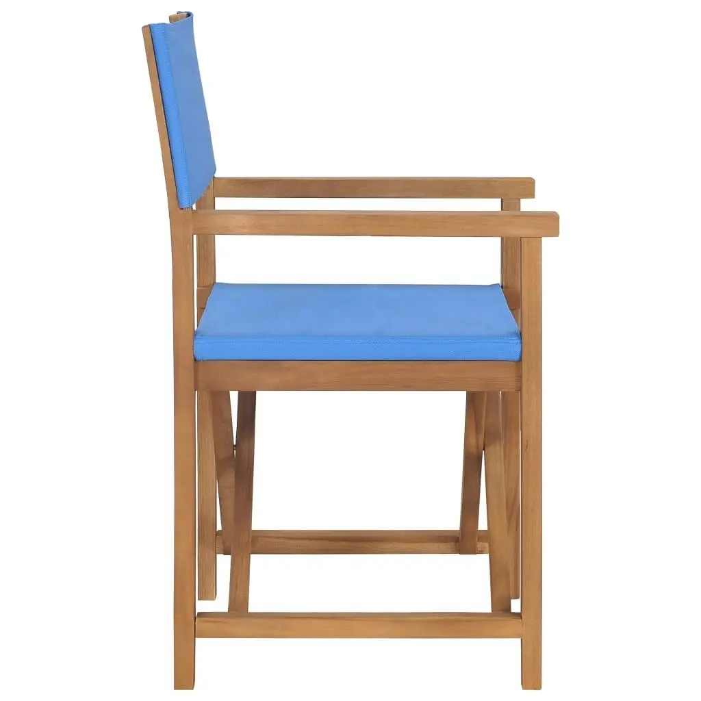 Director's Chair Solid Teak Wood Blue 47412