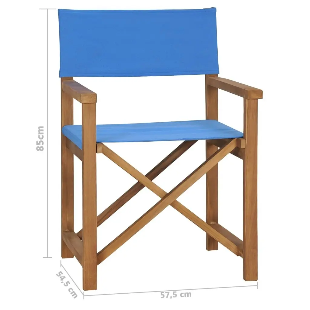 Director's Chair Solid Teak Wood Blue 47412