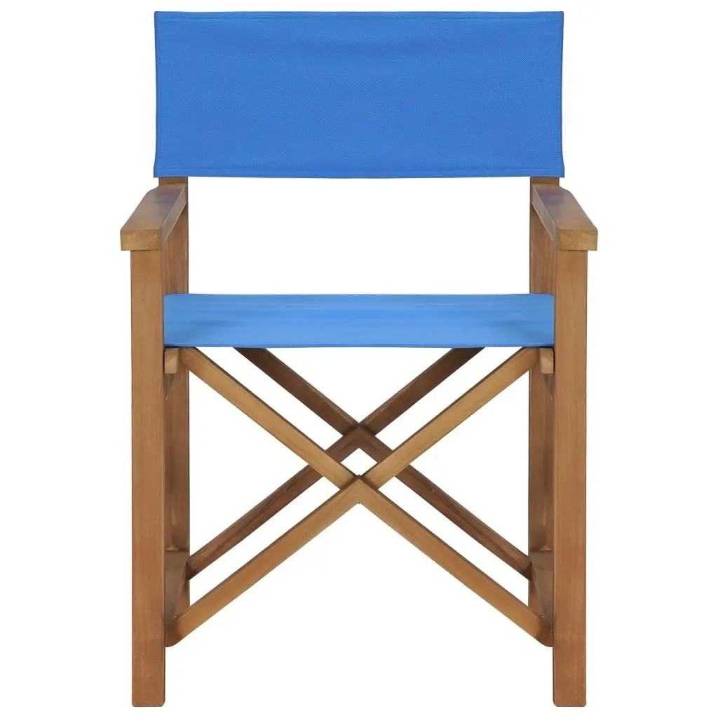 Director's Chair Solid Teak Wood Blue 47412