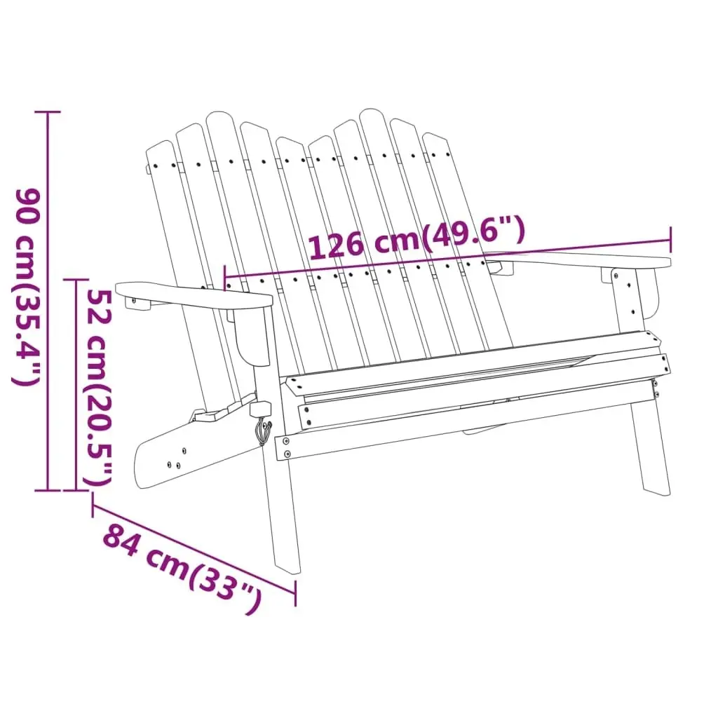 Adirondack Garden Bench 126 cm Solid Wood Acacia 360038