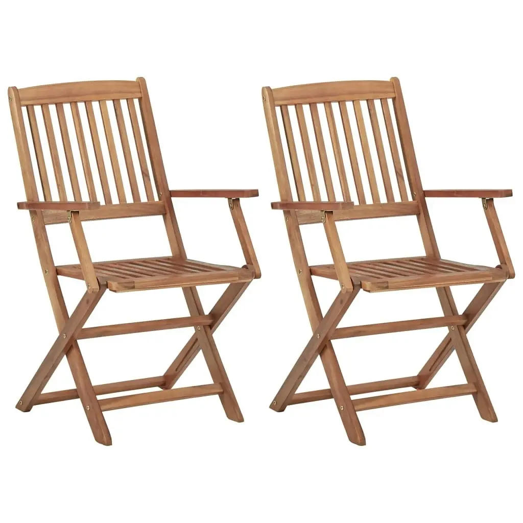 Folding Garden Chairs 2 pcs with Cushions Solid Wood Acacia 3064590