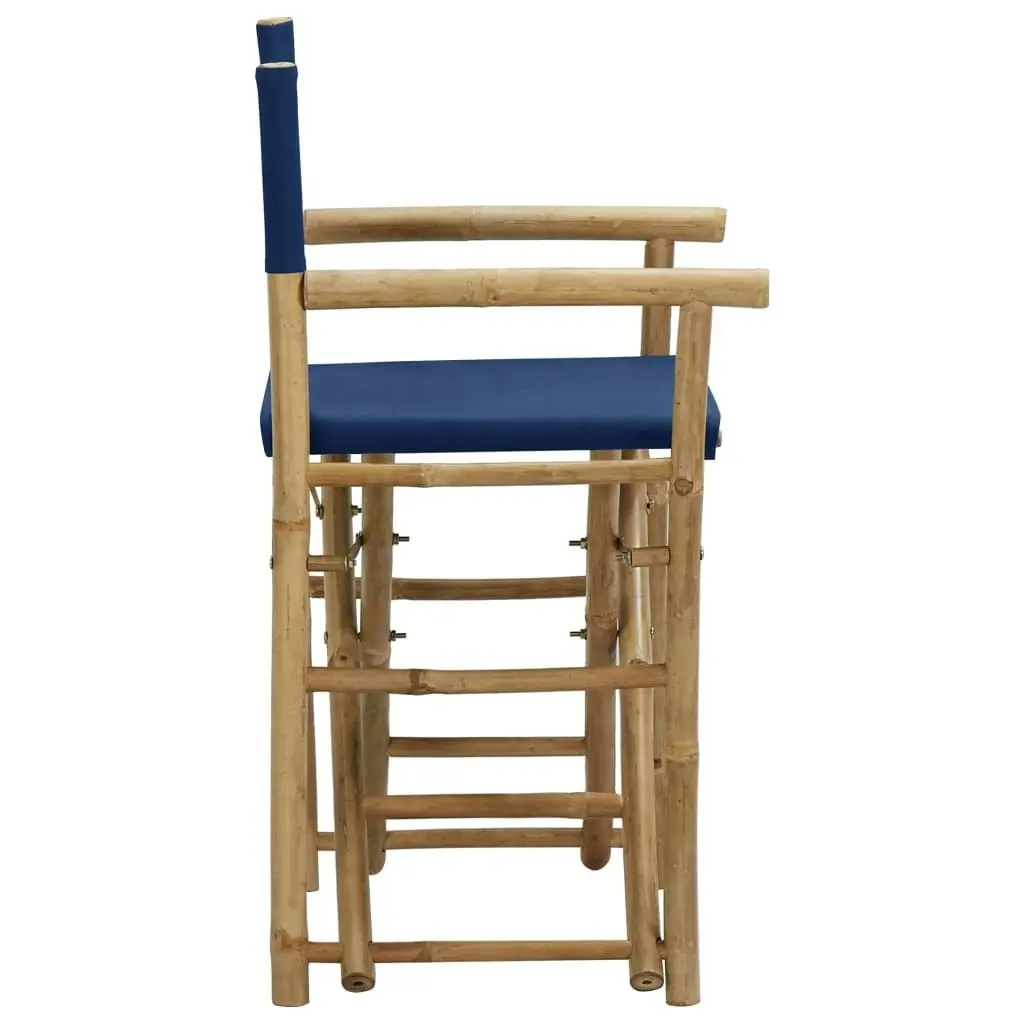 Folding Director's Chairs 2 pcs Blue Bamboo and Fabric 313030