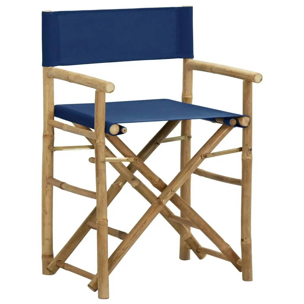 Folding Director's Chairs 2 pcs Blue Bamboo and Fabric 313030