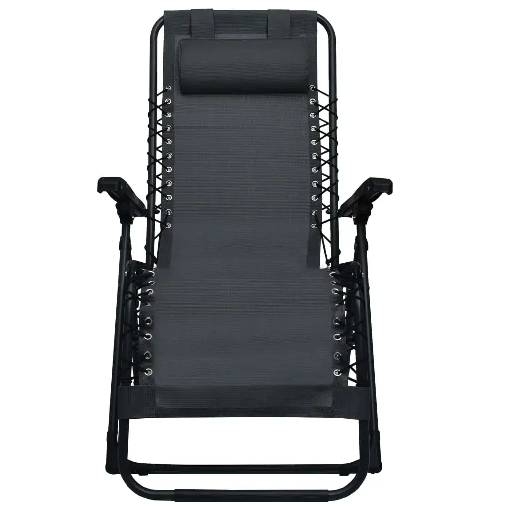 Folding Deck Chair Black Textilene 47899