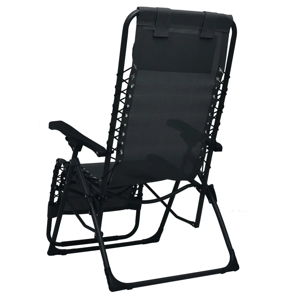 Folding Deck Chair Black Textilene 47899