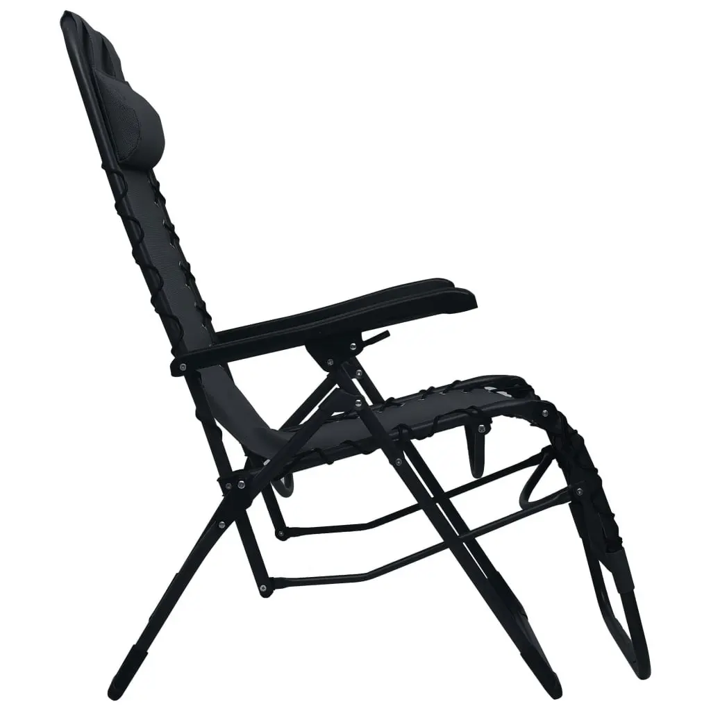 Folding Deck Chair Black Textilene 47899