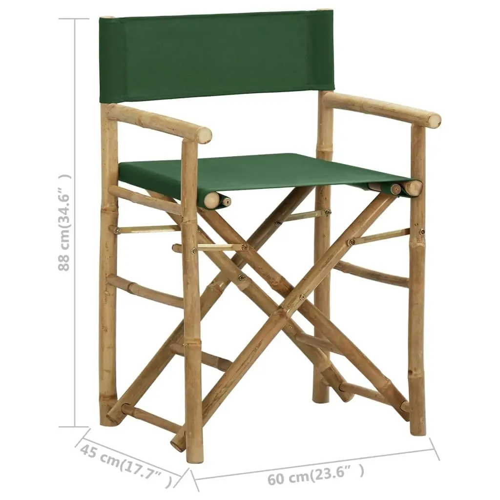 Folding Director's Chairs 2 pcs Green Bamboo and Fabric 313032