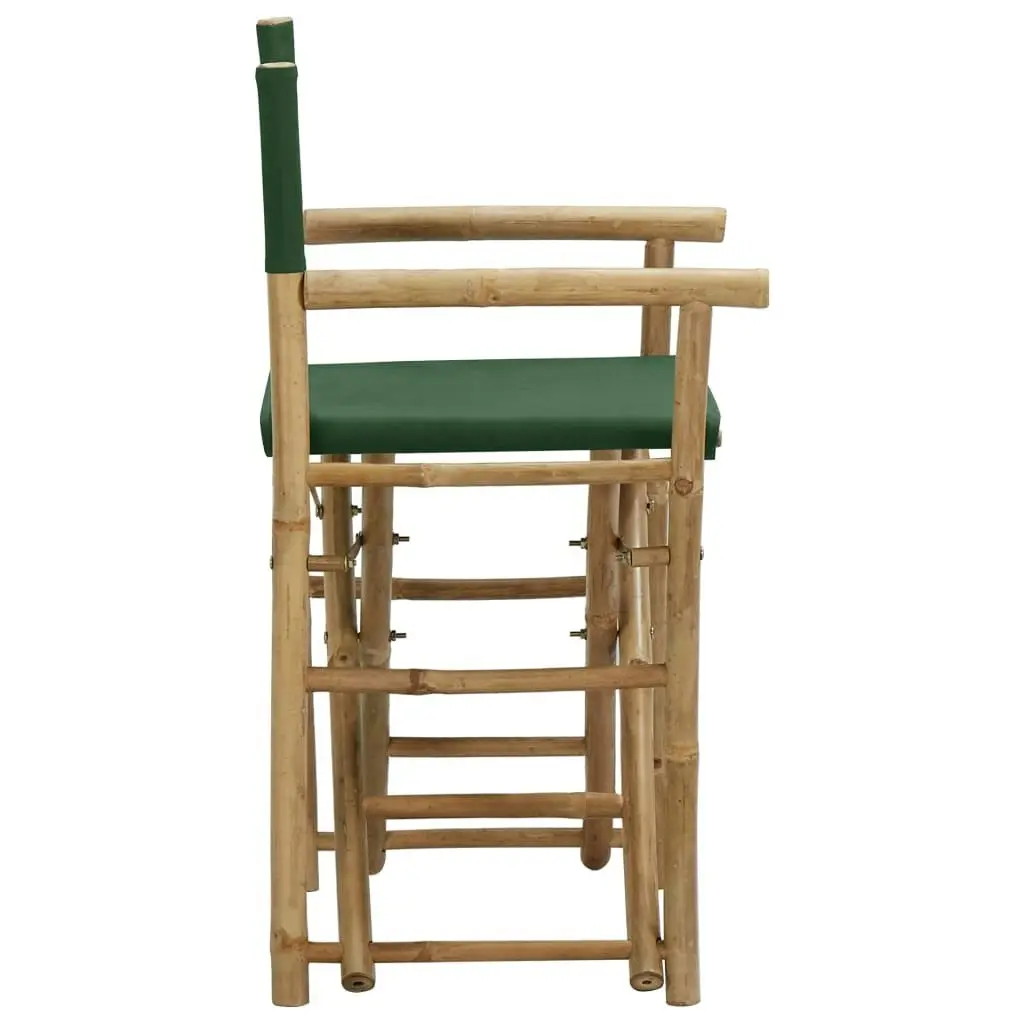 Folding Director's Chairs 2 pcs Green Bamboo and Fabric 313032