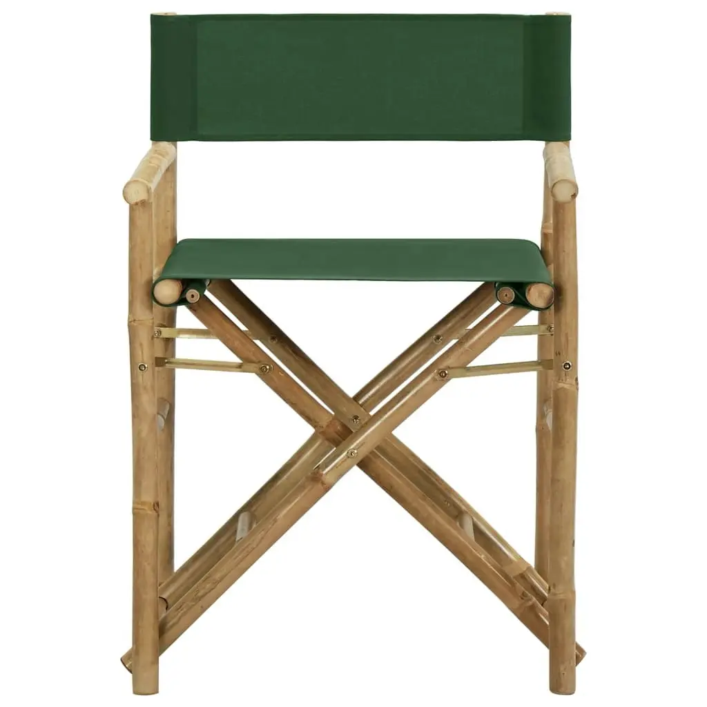 Folding Director's Chairs 2 pcs Green Bamboo and Fabric 313032